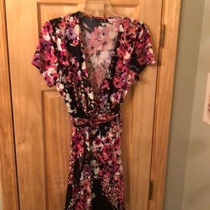 Spring floral wrap dress